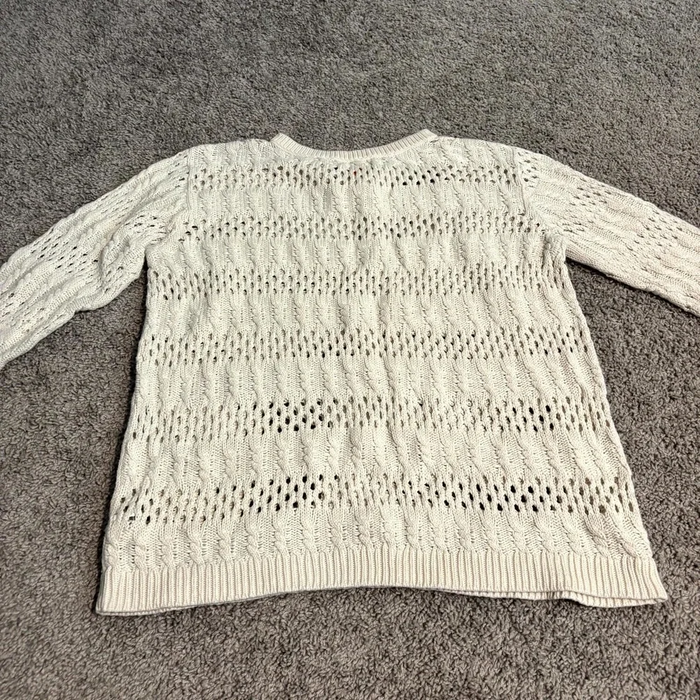 Joe Fresh Womens XL Cream Knit Sweater 100% Cotton Open Knit Lightweight - Picture 8 of 8